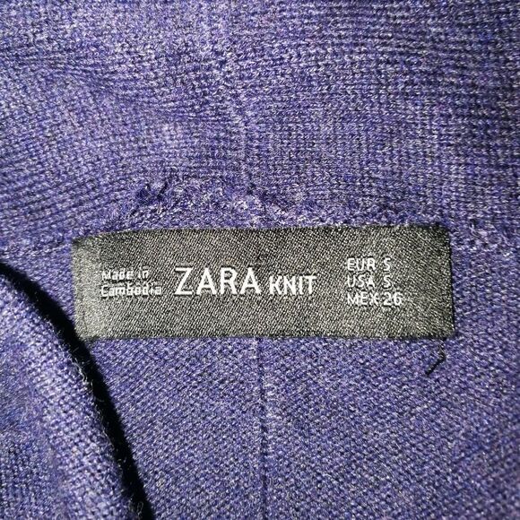 ZARA Purple / Blue Thin Knit Casual Open Front Cardigan Size Small - Picture 9 of 13